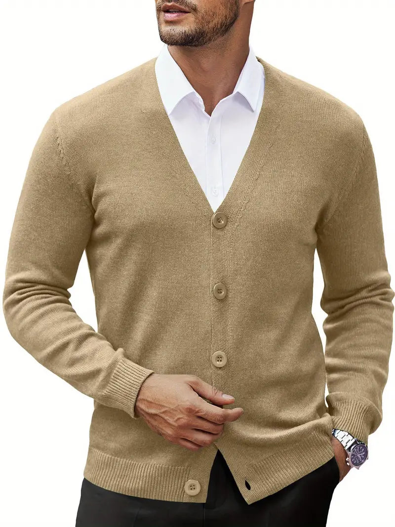 Cardigan à Col V pour Homme avec Boutons | Pull d’Hiver Chaud et Confortable