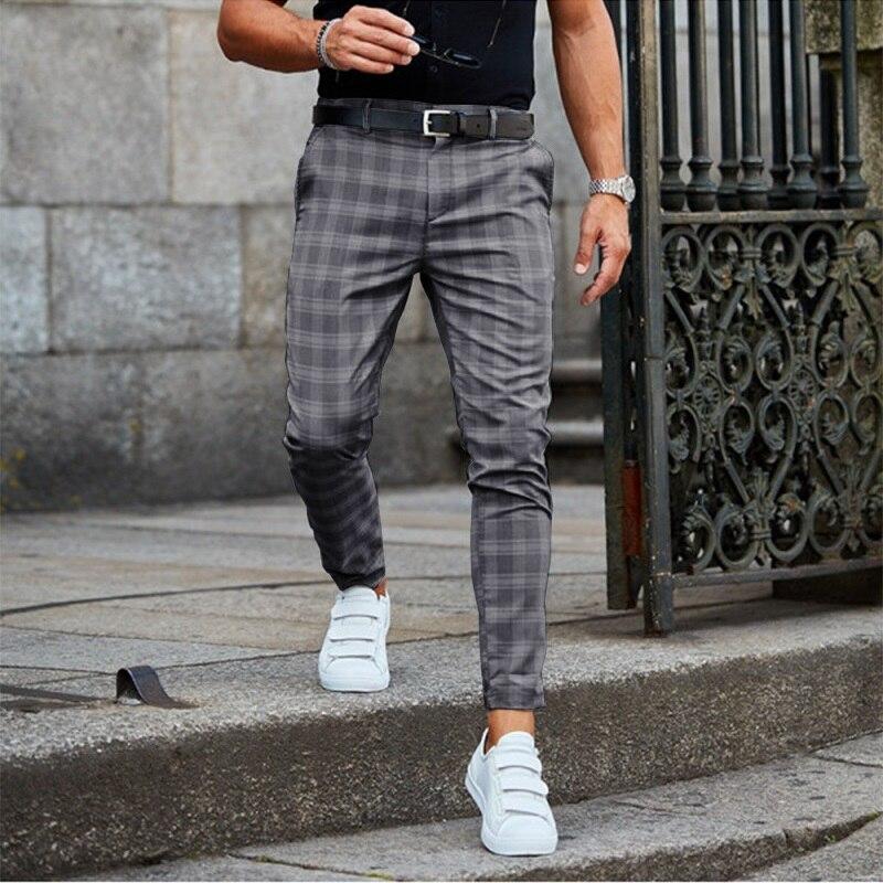 Pantalon Slim Fit à Carreaux pour Homme | Pantalon Décontracté à Motif Plaid Moderne