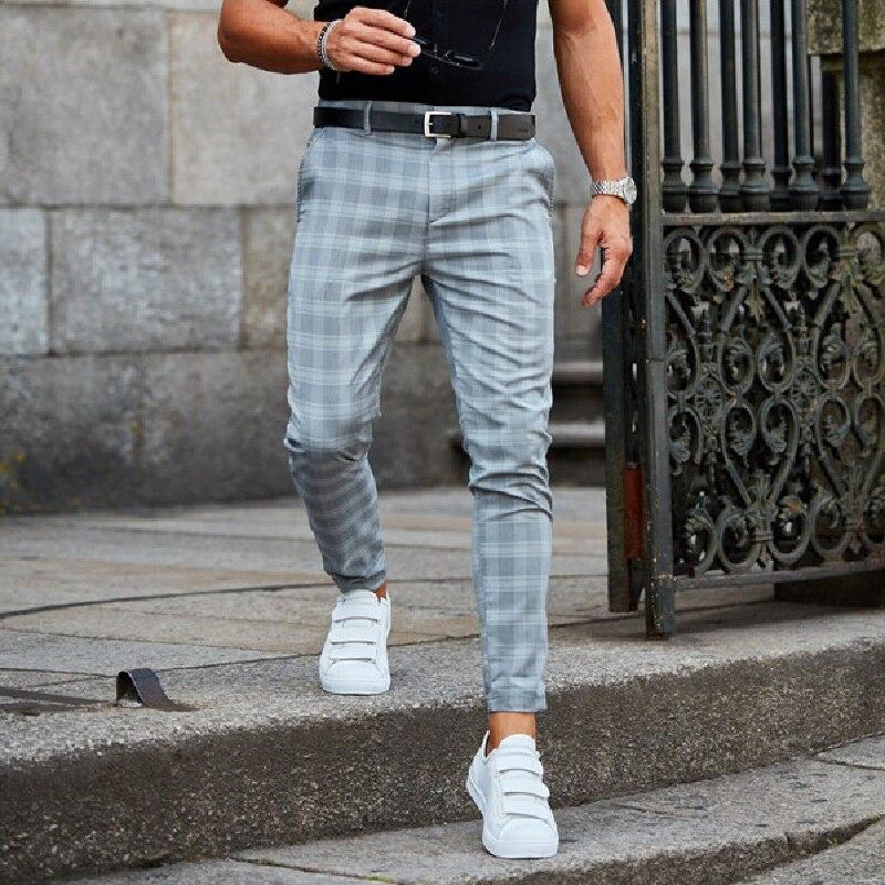 Pantalon Slim Fit à Carreaux pour Homme | Pantalon Décontracté à Motif Plaid Moderne