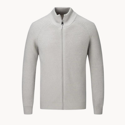 Cardigan Zippé en Maille Côtelée pour Homme | Pull Chaud