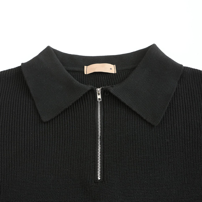 Pull Polo en Maille à Demi-Zip pour Homme | Pull d’Hiver Chaud à Coupe Ample
