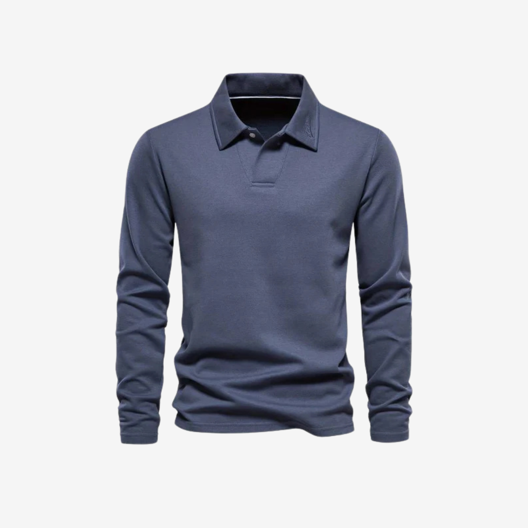 Polo à Manches Longues pour Homme avec Col Rabattu | Polo Décontracté Slim Fit