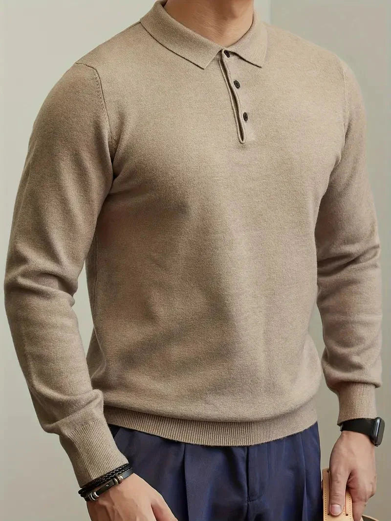Pull Polo en Maille à Manches Longues pour Homme | Pull d’Hiver Confortable
