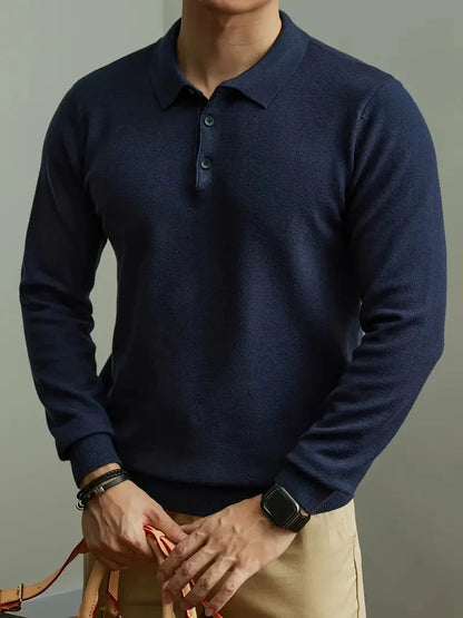 Pull Polo en Maille à Manches Longues pour Homme | Pull d’Hiver Confortable