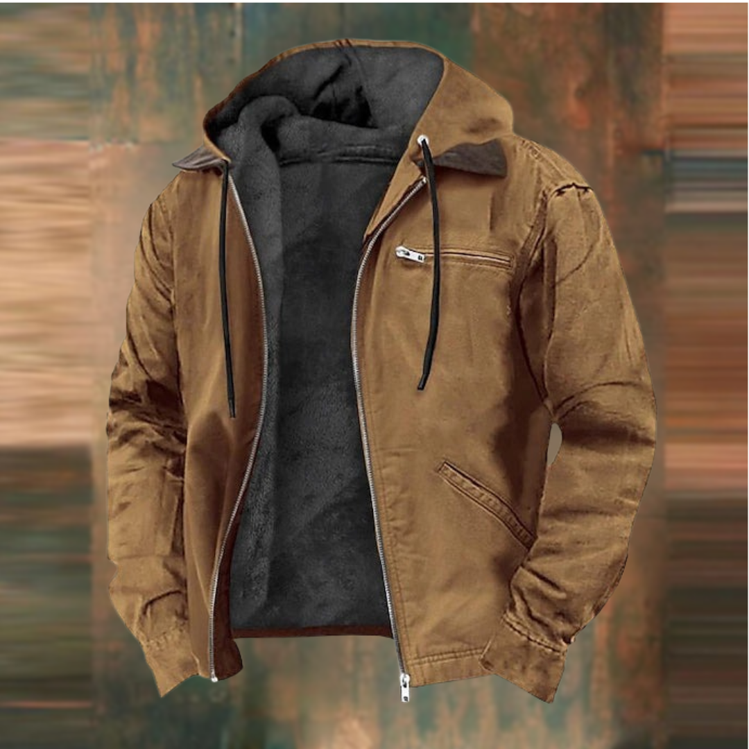 Veste à Capuche Zippée Doublée pour Homme | Veste d’Hiver Chaude d’Extérieur