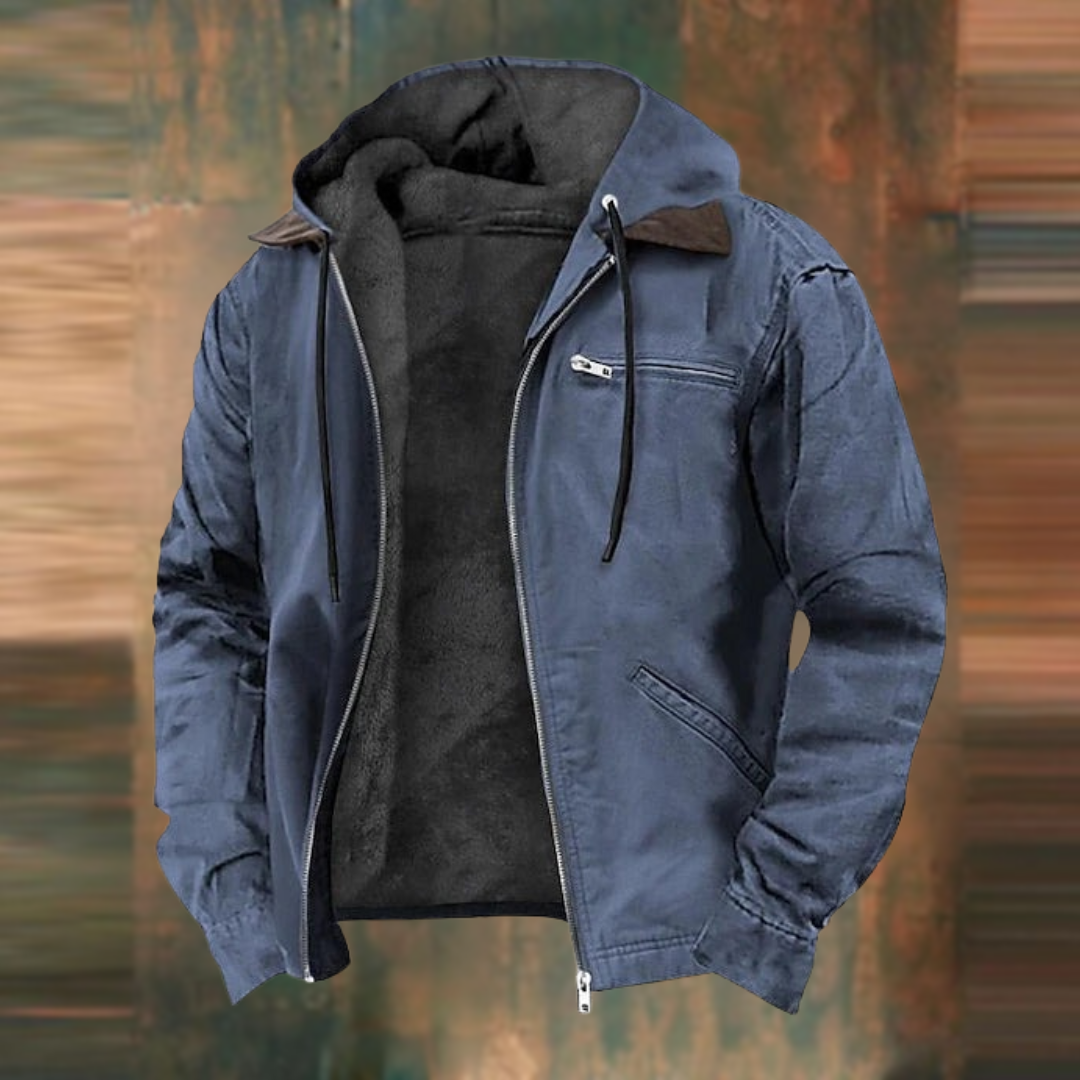 Veste à Capuche Zippée Doublée pour Homme | Veste d’Hiver Chaude d’Extérieur