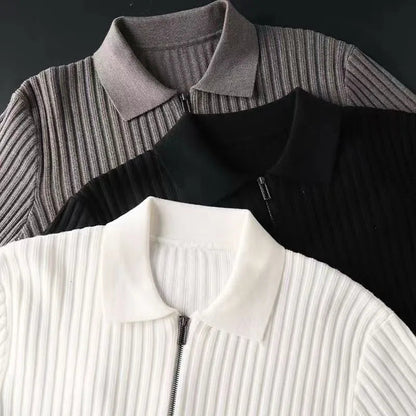 Pull en Maille Côtelée à Demi-Zip pour Homme | Confortable & Chaud