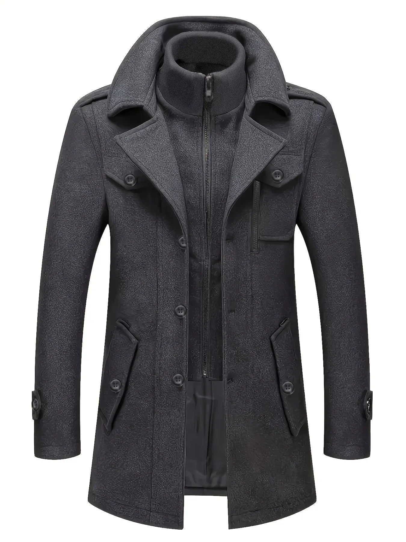 Trench Long d’Hiver à Double Fermeture pour Homme | Manteau Chaud
