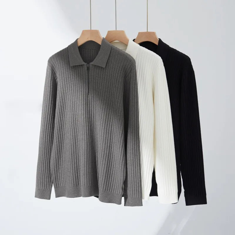 Pull en Maille Côtelée à Demi-Zip pour Homme | Confortable & Chaud