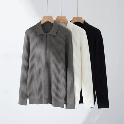 Pull en Maille Côtelée à Demi-Zip pour Homme | Confortable & Chaud