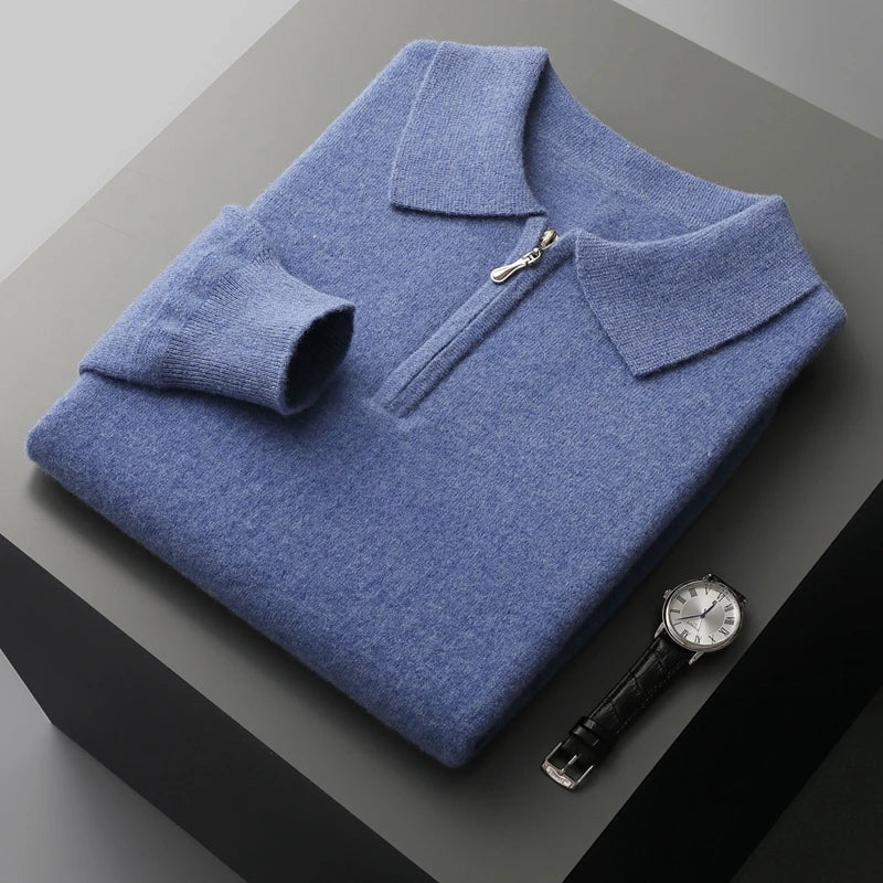 Pull Polo Chaud à Demi-Zip pour Homme | Pull d’Hiver en Maille