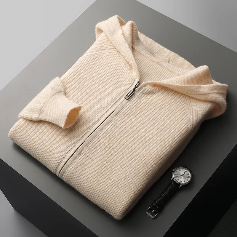 Sweat à Capuche Zippé Chaud pour Homme | Pull d’Hiver en Maille