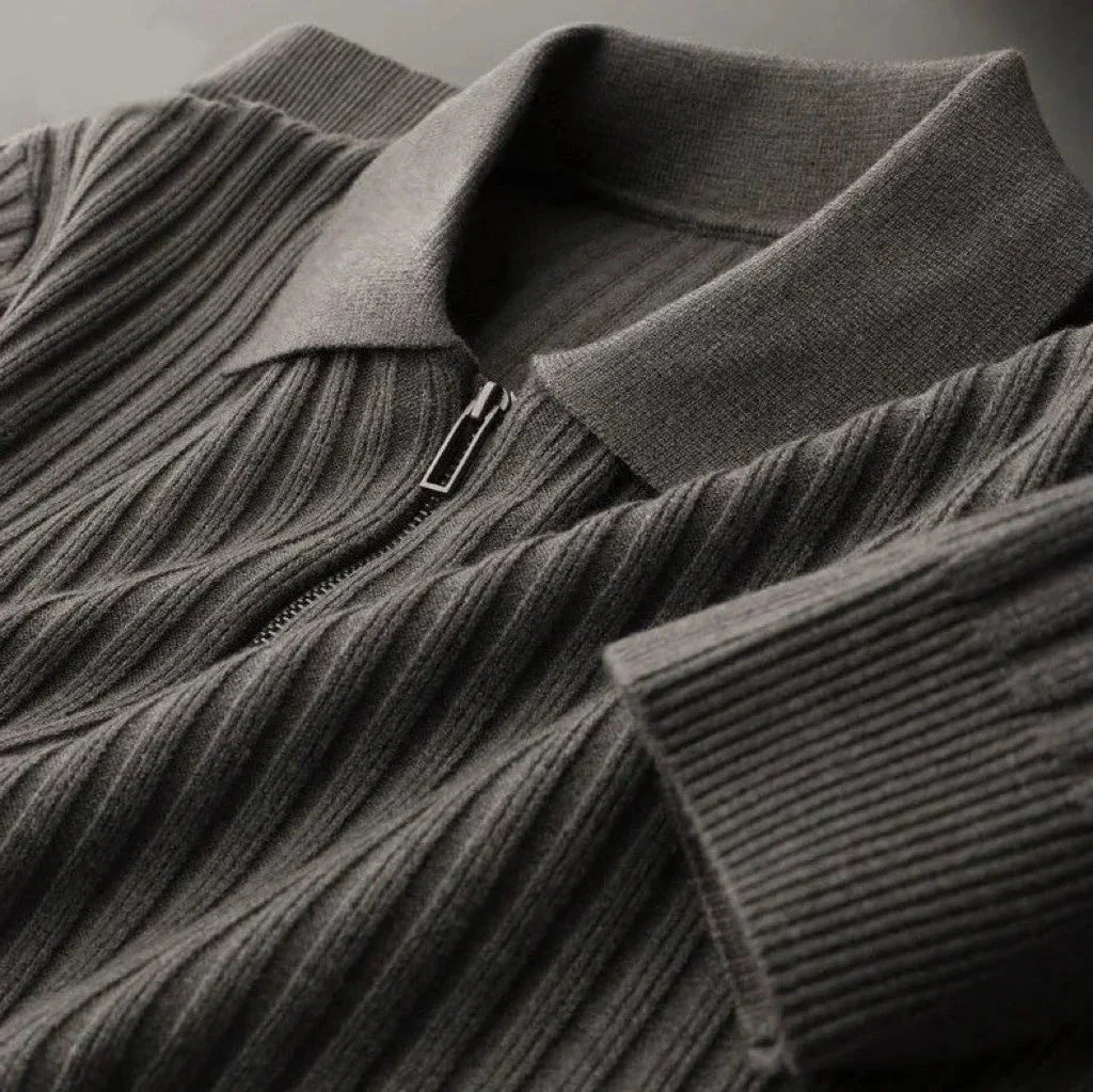 Pull en Maille Côtelée à Demi-Zip pour Homme | Confortable & Chaud