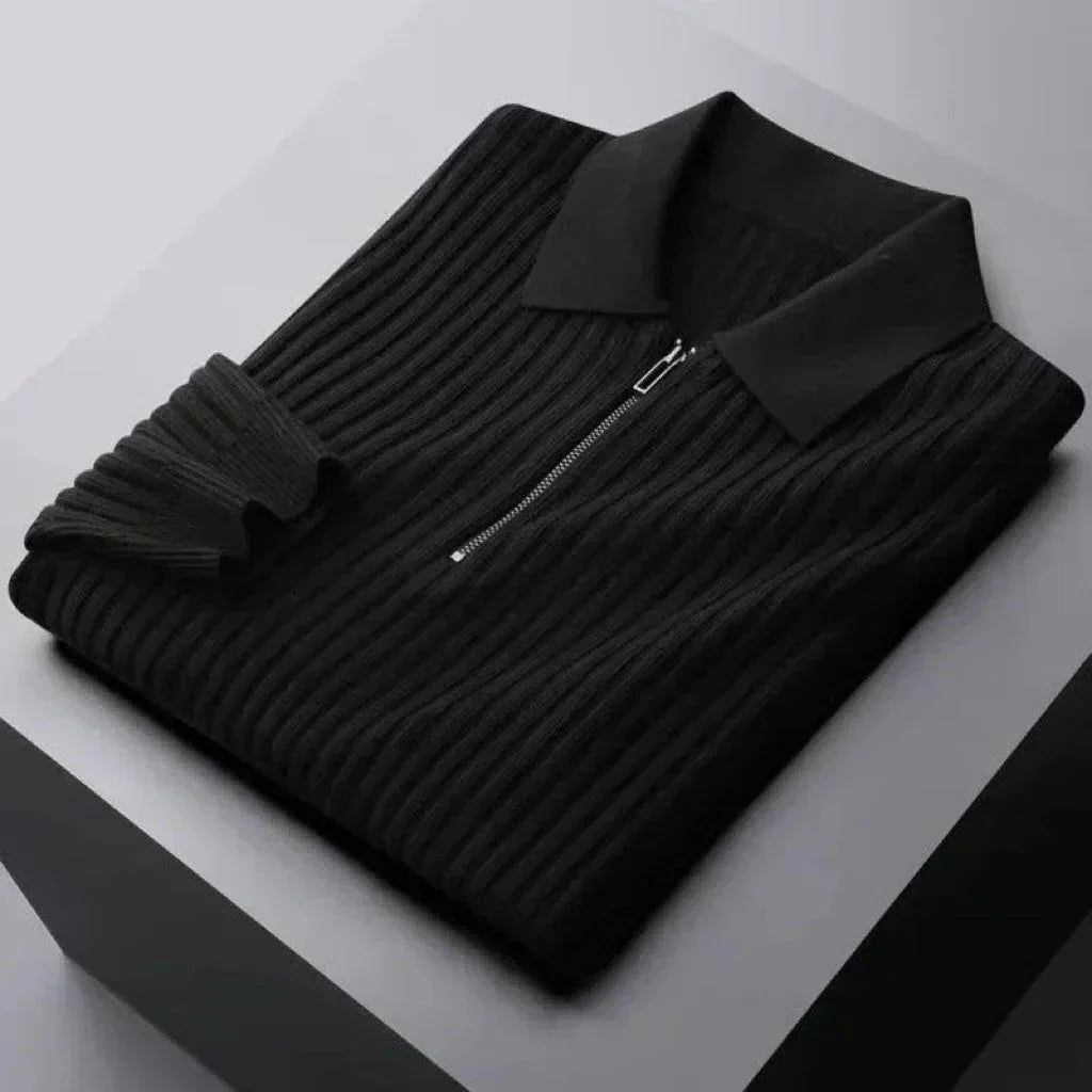 Pull en Maille Côtelée à Demi-Zip pour Homme | Confortable & Chaud