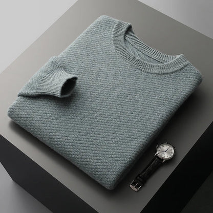 Pull Décontracté à Col Rond pour Homme | Pull Classique en Maille d’Hiver Chaud