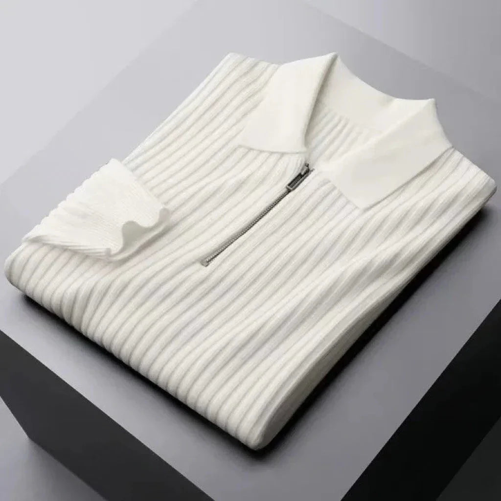 Pull en Maille Côtelée à Demi-Zip pour Homme | Confortable & Chaud