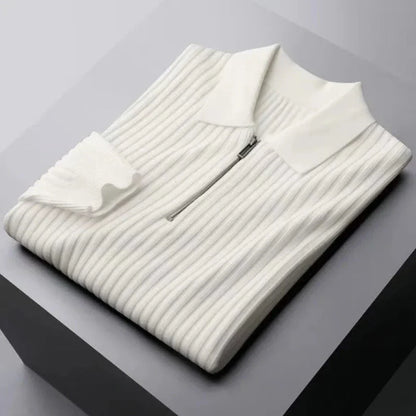 Pull en Maille Côtelée à Demi-Zip pour Homme | Confortable & Chaud