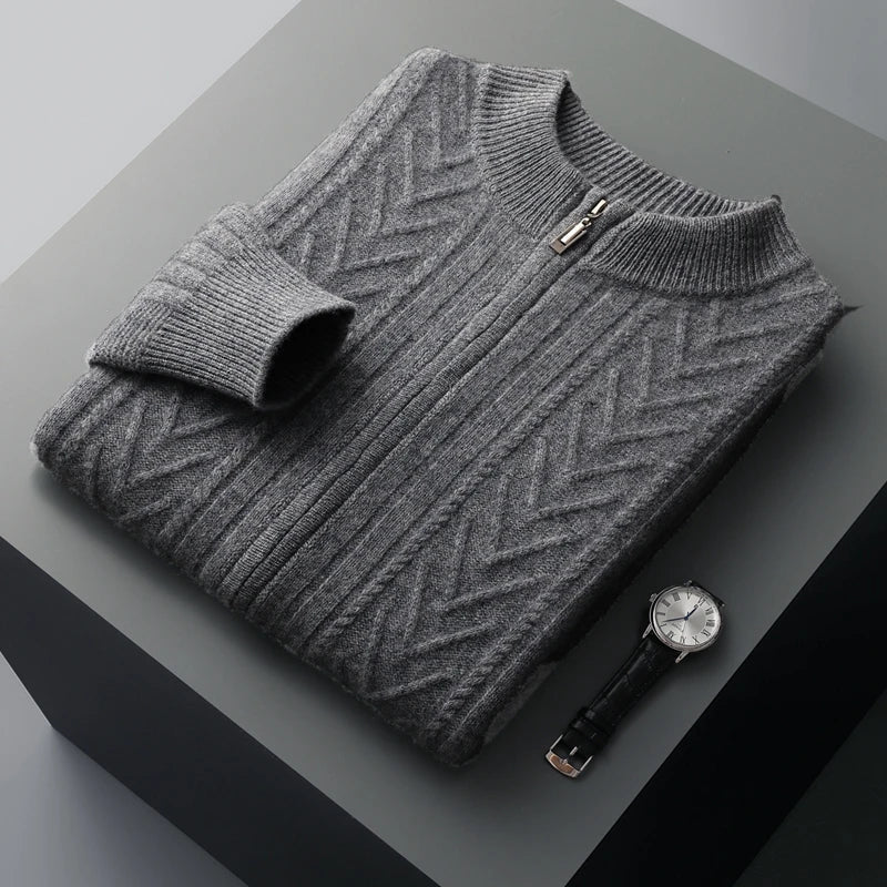 Cardigan d’Hiver Chaud avec Fermeture Éclair pour Homme | Doux & Confortable
