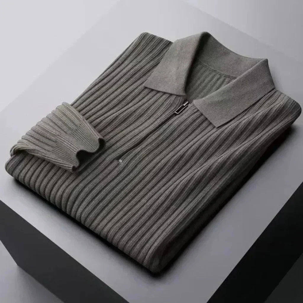 Pull en Maille Côtelée à Demi-Zip pour Homme | Confortable & Chaud