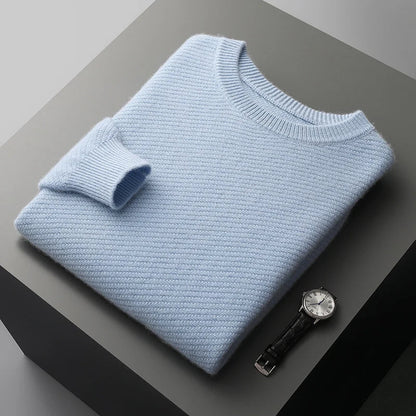 Pull Décontracté à Col Rond pour Homme | Pull Classique en Maille d’Hiver Chaud