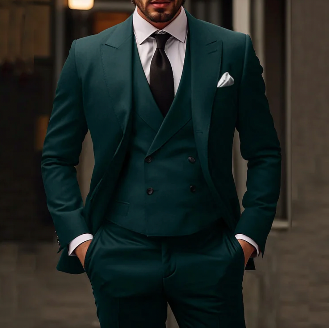 Costume 3 Pièces Slim Fit pour Homme avec Blazer, Gilet et Pantalon | Costume de Bureau Formel