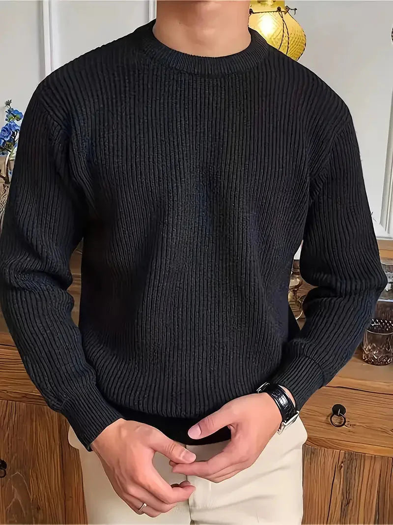 Pull d’Hiver Chaud pour Homme en Maille Côtelée | Pull Ajusté Slim