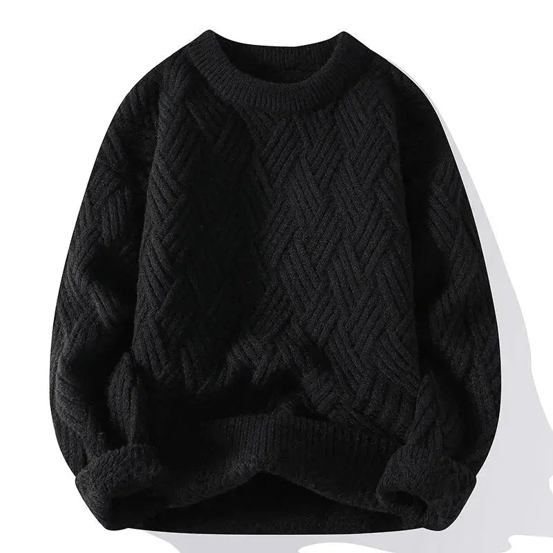 Pull en Maille Texturée à Col Rond pour Homme | Pull d’Hiver Chaud
