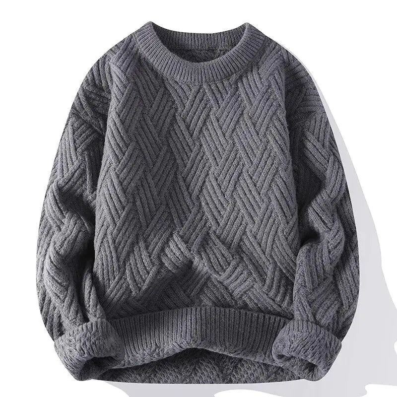 Pull en Maille Texturée à Col Rond pour Homme | Pull d’Hiver Chaud