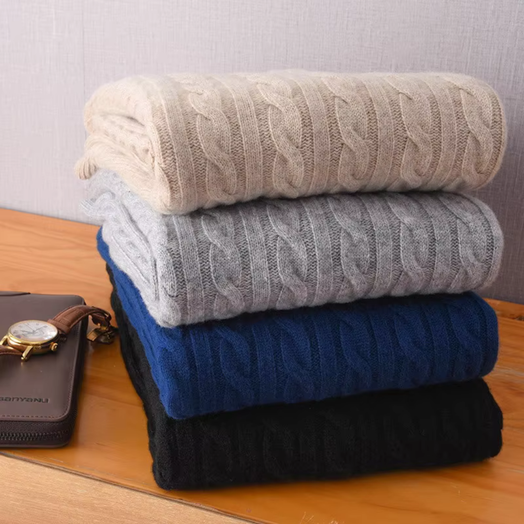 Pull en Maille Torsadée Texturée à Demi-Zip pour Homme | Pull Chaud d’Hiver