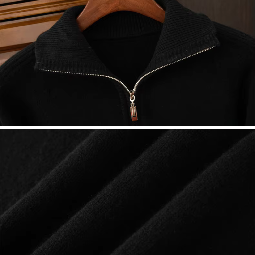 Pull Chaud en Maille à Demi-Zip pour Homme | Pull d’Hiver Confortable à Manches Longues