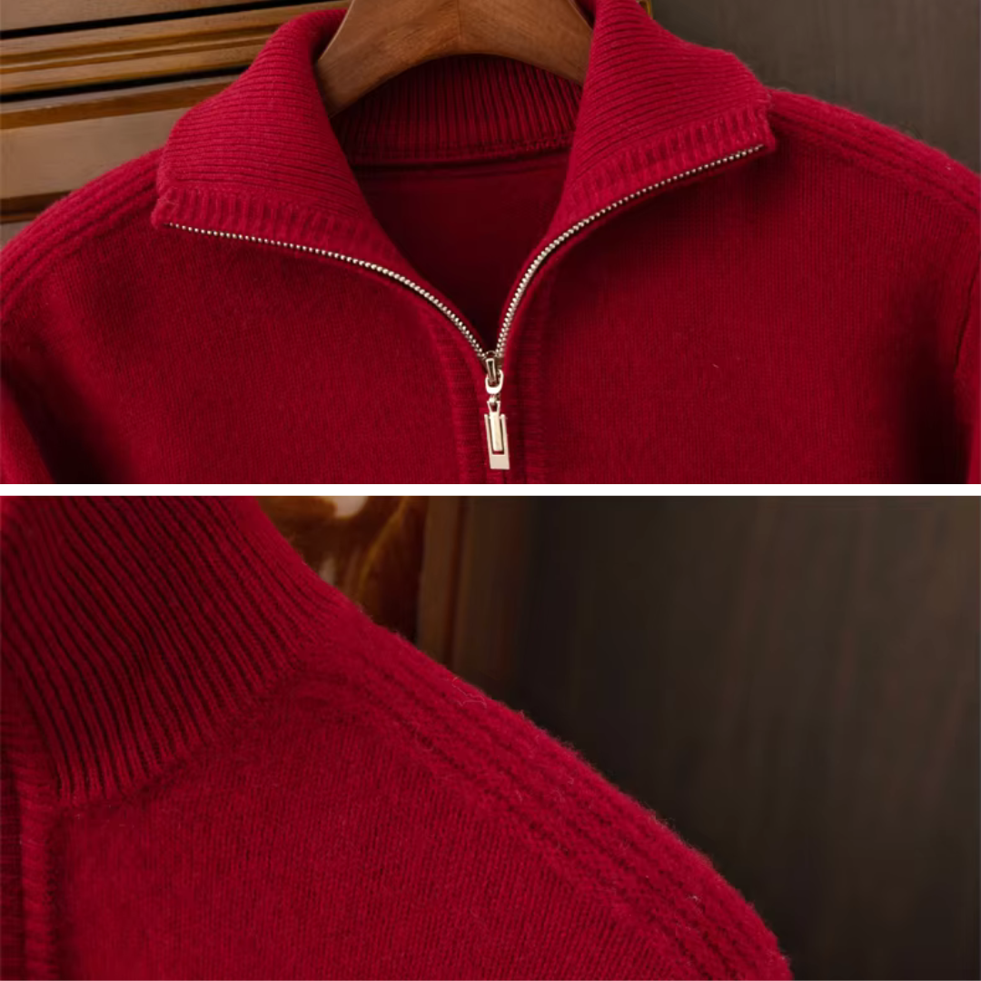 Pull Chaud en Maille à Demi-Zip pour Homme | Pull d’Hiver Confortable à Manches Longues