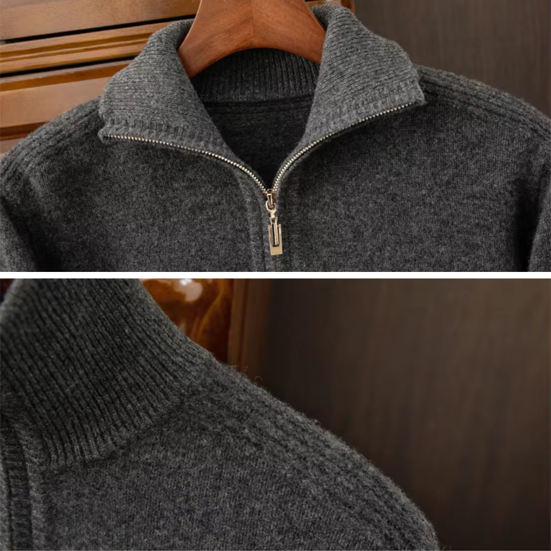 Pull Chaud en Maille à Demi-Zip pour Homme | Pull d’Hiver Confortable à Manches Longues