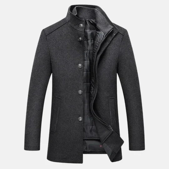 Trench Long d’Hiver à Boutons pour Homme | Manteau Épais Chaud et Élégant