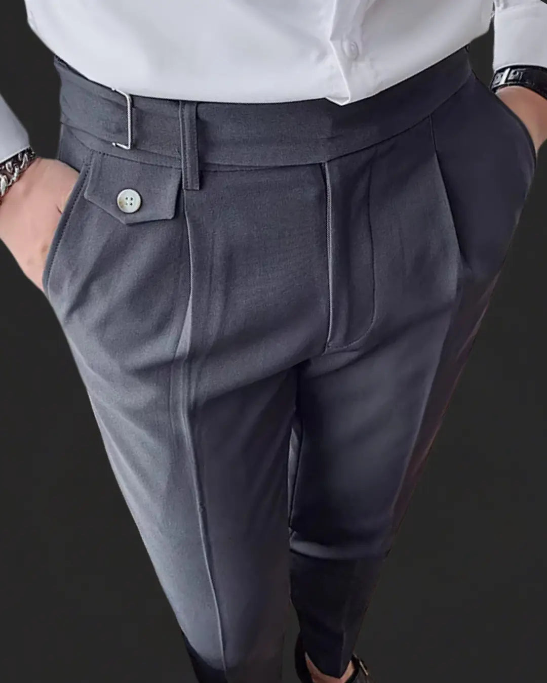 Pantalon de Costume Plissé pour Homme | Pantalon Habillé Slim Fit