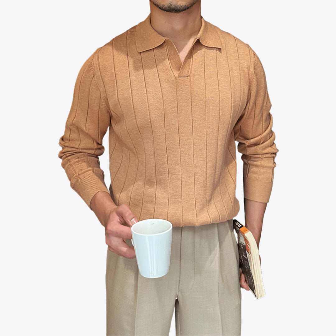 Pull Polo d’Hiver à Manches Longues pour Homme | Doux & Chaud