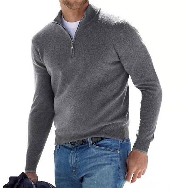 Pull d’Hiver Chaud à Demi-Zip pour Homme | Pull Décontracté Coupe Ajustée