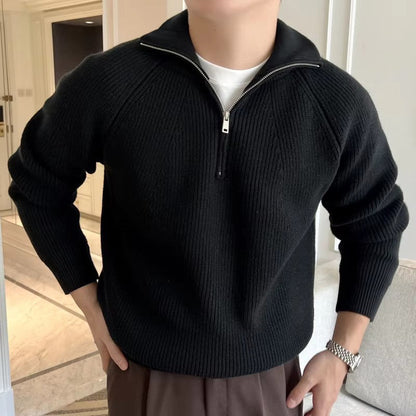 Pull en Maille à Manches Longues et Demi-Zip pour Homme | Pull Chaud et Confortable