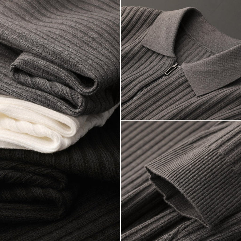 Pull en Maille Côtelée à Demi-Zip pour Homme | Confortable & Chaud