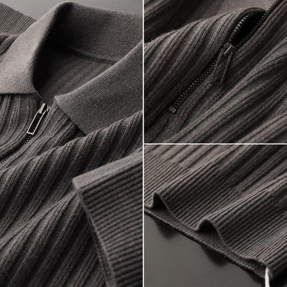 Pull en Maille Côtelée à Demi-Zip pour Homme | Confortable & Chaud